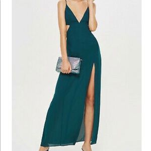 Topshop Teal cut sides and leg split long dress